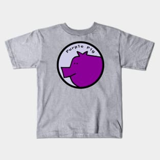 Portrait of Purple Pig in a Circle Kids T-Shirt